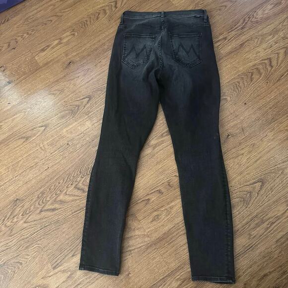 Mother black washed The Swooner Ankle stretch cotton blend classic Jeans FLAWS - Picture 2 of 12